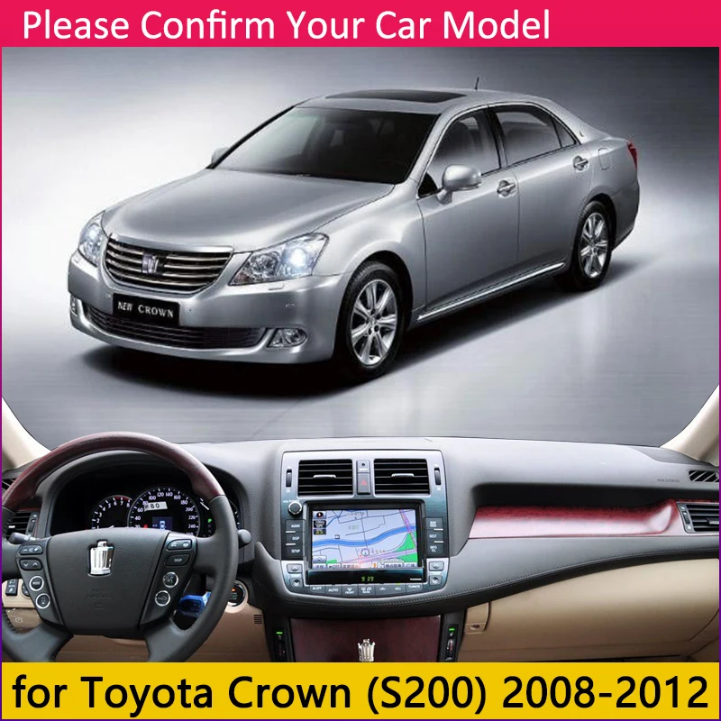 Для Toyota Crown Royal S200 2008 ~ 2012 Противоскользящий коврик на приборную панель