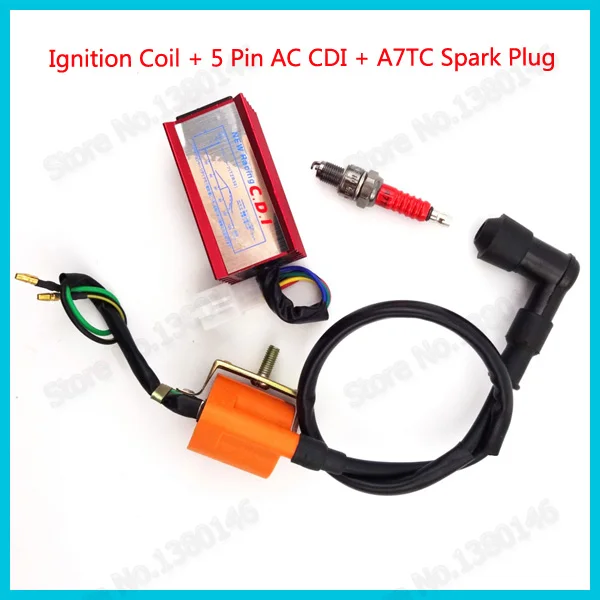 Гоночная катушка зажигания A7TC Свеча 5 Pin AC CDI для Taotao ATV Quad CRF внедорожник 50cc 70cc 90cc