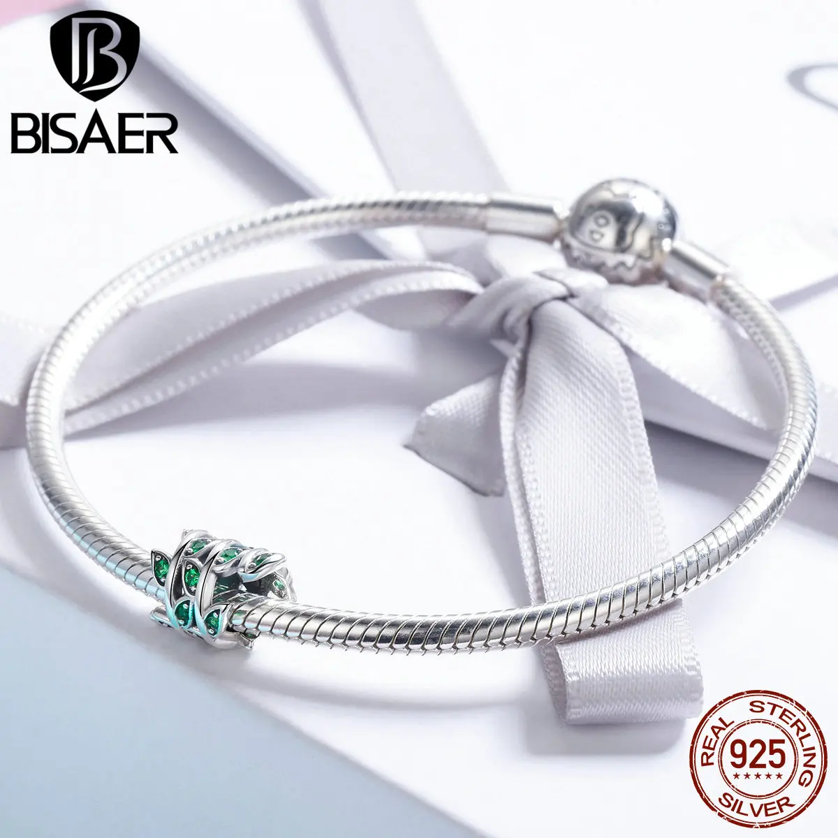 BISAER горячая Распродажа 100% 925 пробы серебро Chili Tree Leaves Charm of Life бусины подходит для