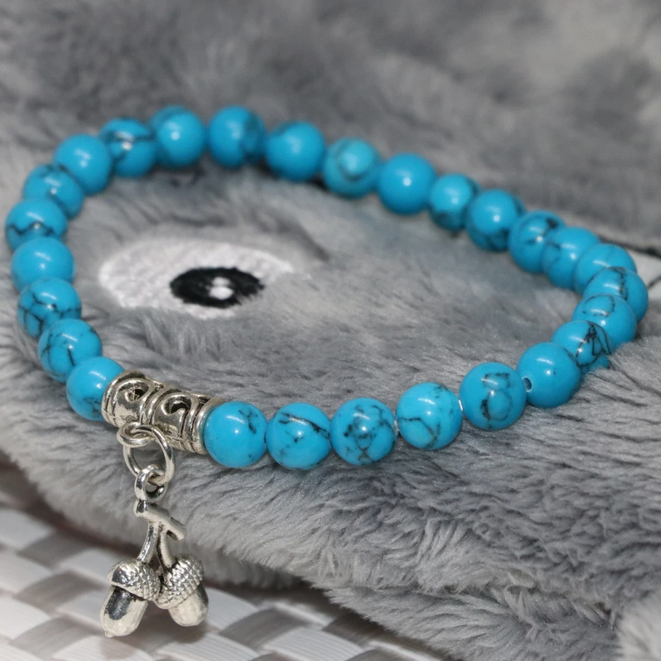 Круглые шарики 6 мм браслет из голубой бирюза бирюзовый камень тибетский