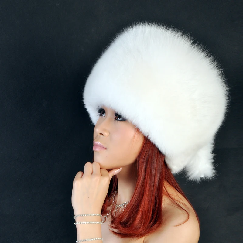 Autumn winter warm big round hat with two tassel,Black gray white 6 colors genuine fox fur hat H1145