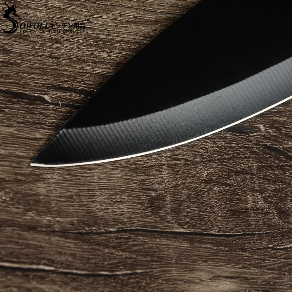 Sowoll 8 ''Нержавеющая сталь Кухня Ножи бытовые инструменты черный клинок