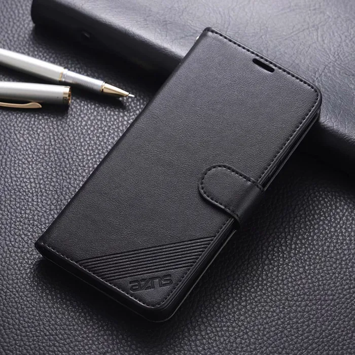 Роскошный чехол AZNS из искусственной кожи для huawei Honor 20 Pro V20 V10 Note 10 Honor 10 9 8x 8c 8a 7x 7c 6x Магнитный Флип-бумажник чехол - Цвет: Черный