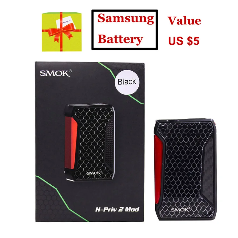 Оригинальный SMOK H-Priv 2 Vape мод TC VW режим 225 Вт с дисплеем батарея для 510 поток бак