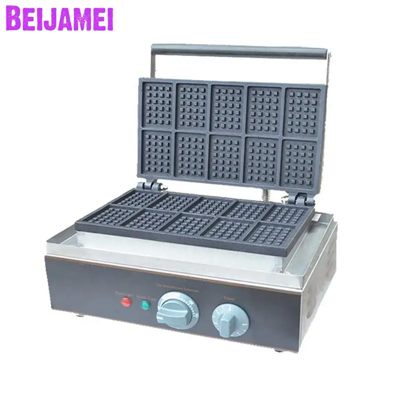 

BEIJAMEI 110V 220V Commercial Belgian Waffle Maker Machine Single Heating Plate Square Shape Electric Waffle Baker Machines
