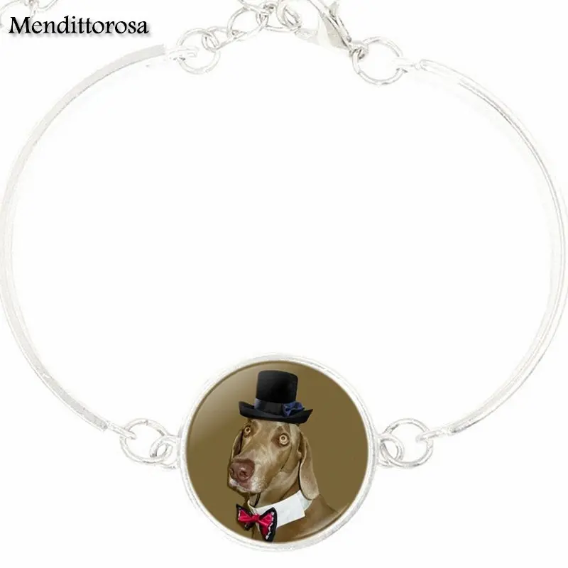 EJ Glaze Bracelet Bangle Glass Cabochon Jewelry Silver Color Long For Women Choker Dog In Top Hat | Украшения и аксессуары