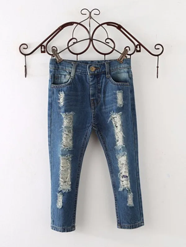 

New 2017 Children's Broken Hole Pants Baby Boys Girls Jeans Brand Casual Fashion Trousers Autumn 2-7Yrs Kids Children Clothing