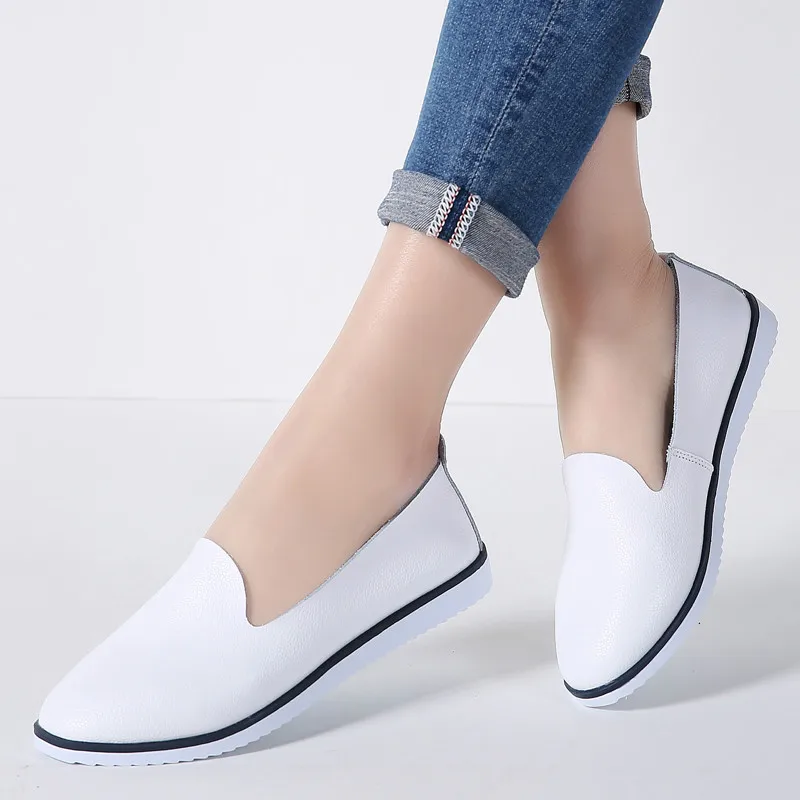 Dropshipping Women Ballet Flats Genuine Leather Slip on Ladies Shallow Moccasins Casual Shoes Summer Loafer | Обувь