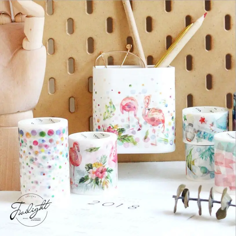 Милый цветок Фламинго перо планета изоляционная лента washi клейкой ленты