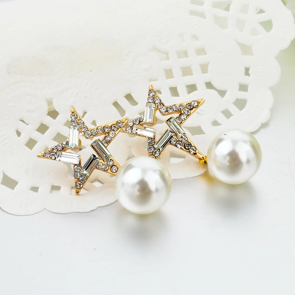 Серьги женские золотистые с кристаллами и звездами 2018|brand earrings for women|earrings womenearrings