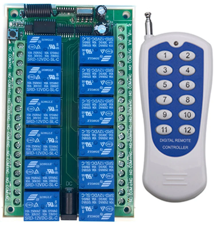 DC 12V 24V 10A 12 CH 12CH RF беспроводной фотопередатчик + приемник/лампа/Гаражные