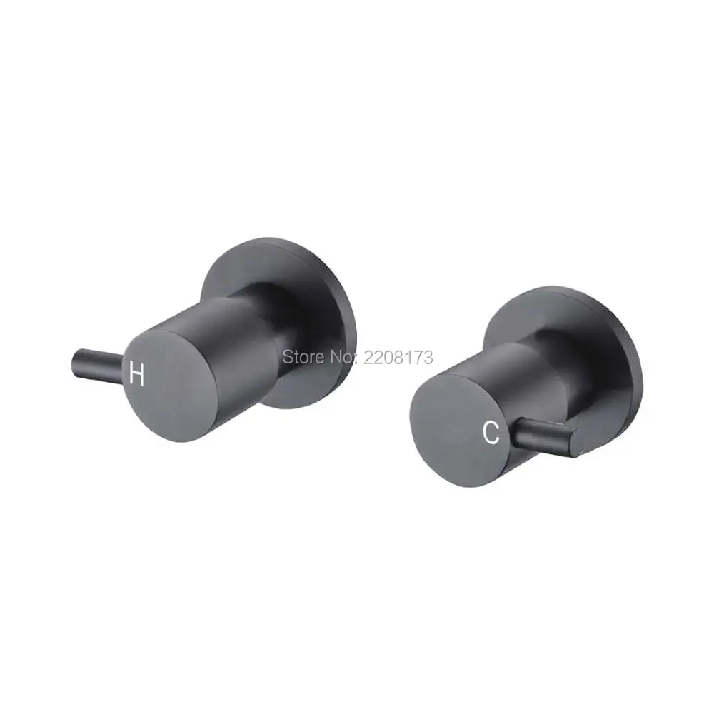 

Hot Sale Matt Black Shower Mixer Hot & Cold Twin Tap Wall Assembly Set For Bathroom Round 1/4 Turn Twin Taps Set Bath Wall Mount