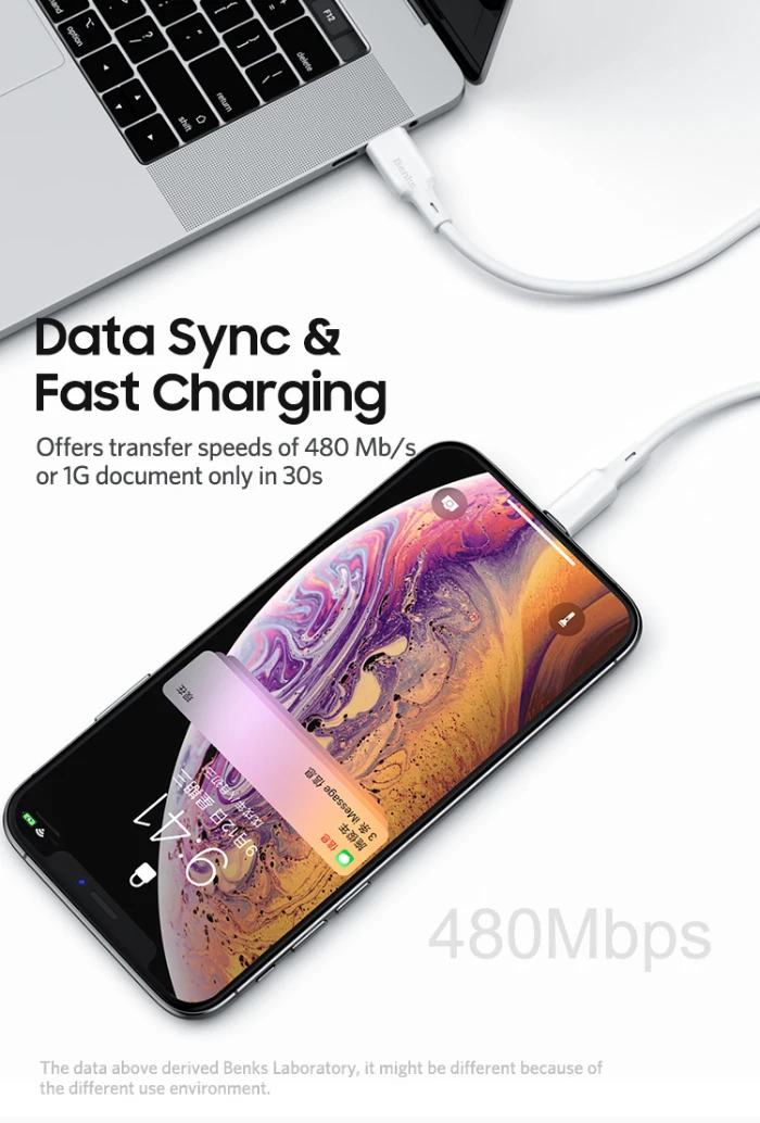 Benks MFi PD кабель type C для Apple порт быстрая зарядка кабель для iPhone X/Xs/Xr/8 Plus PD адаптер питания USB C кабель для iPad Pro