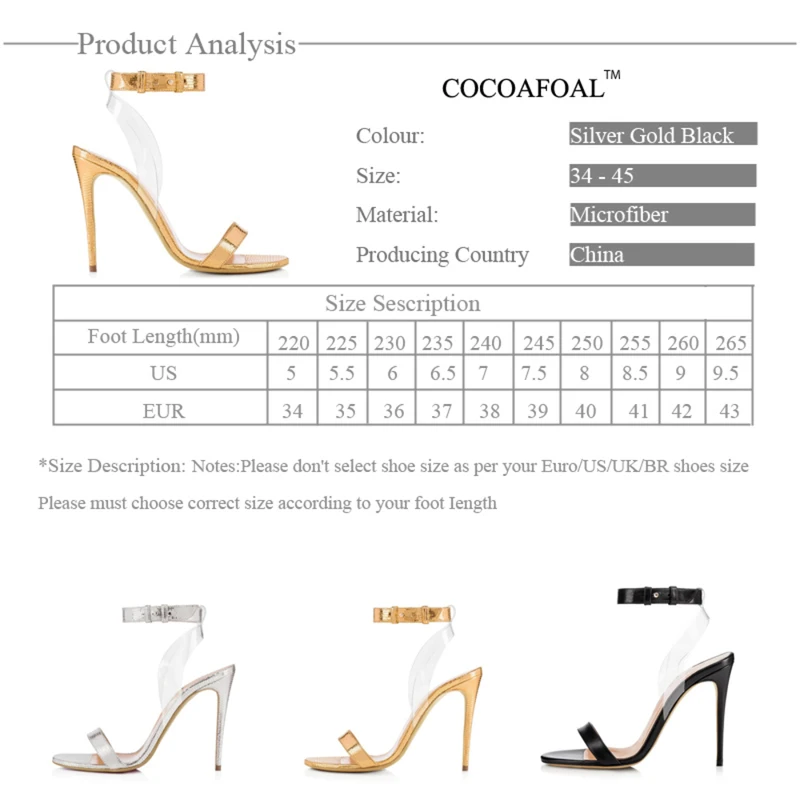 Cocoafoal/женские летние босоножки золотистого цвета на каблуке с открытым носком
