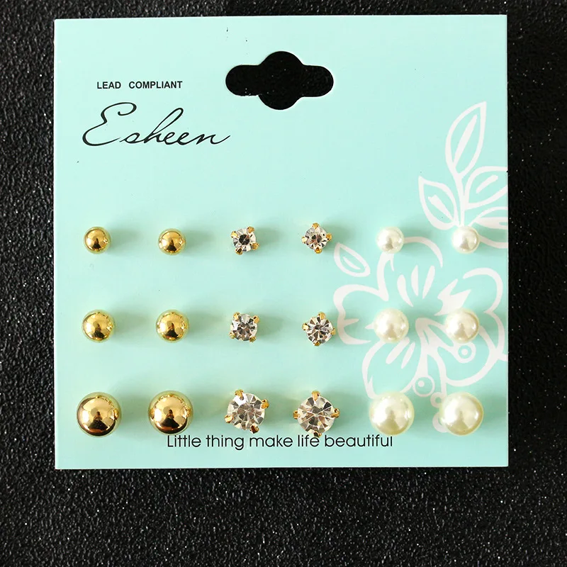 3 размера покрыты золотом серебром бусины блестящие хрустальные серьги гвоздики