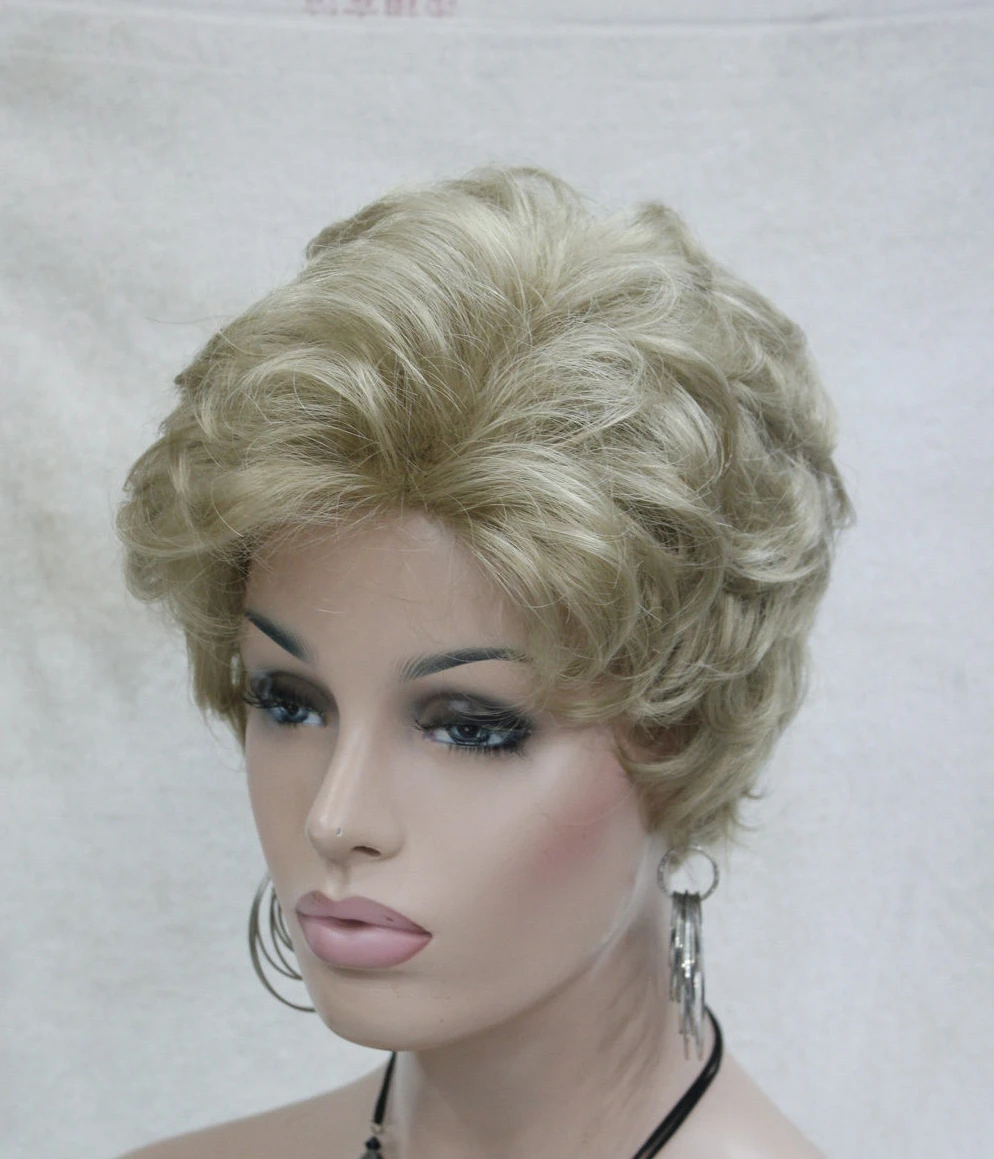 Excellent Light Golden Blonde Short Wavy Fluffy Women ladies Daily Wig PKTLD273 |