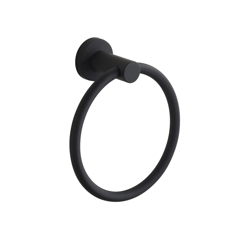 Personality Contemporary Brushed Black Towel Holder Towel Ring 304 Stainless Steel Towel Bar Mounting Bathroom Products Gu60