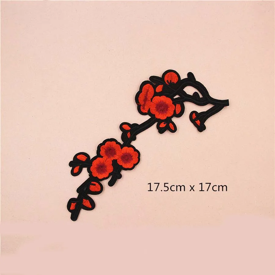 Патчи с красной цветущей сливы патчи для обуви Аппликации вышивкой аксессуары