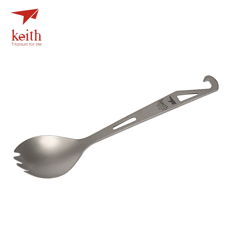 Портативная Титановая Ложка с вилкой Keith Fork сверхлегкие дорожные столовые