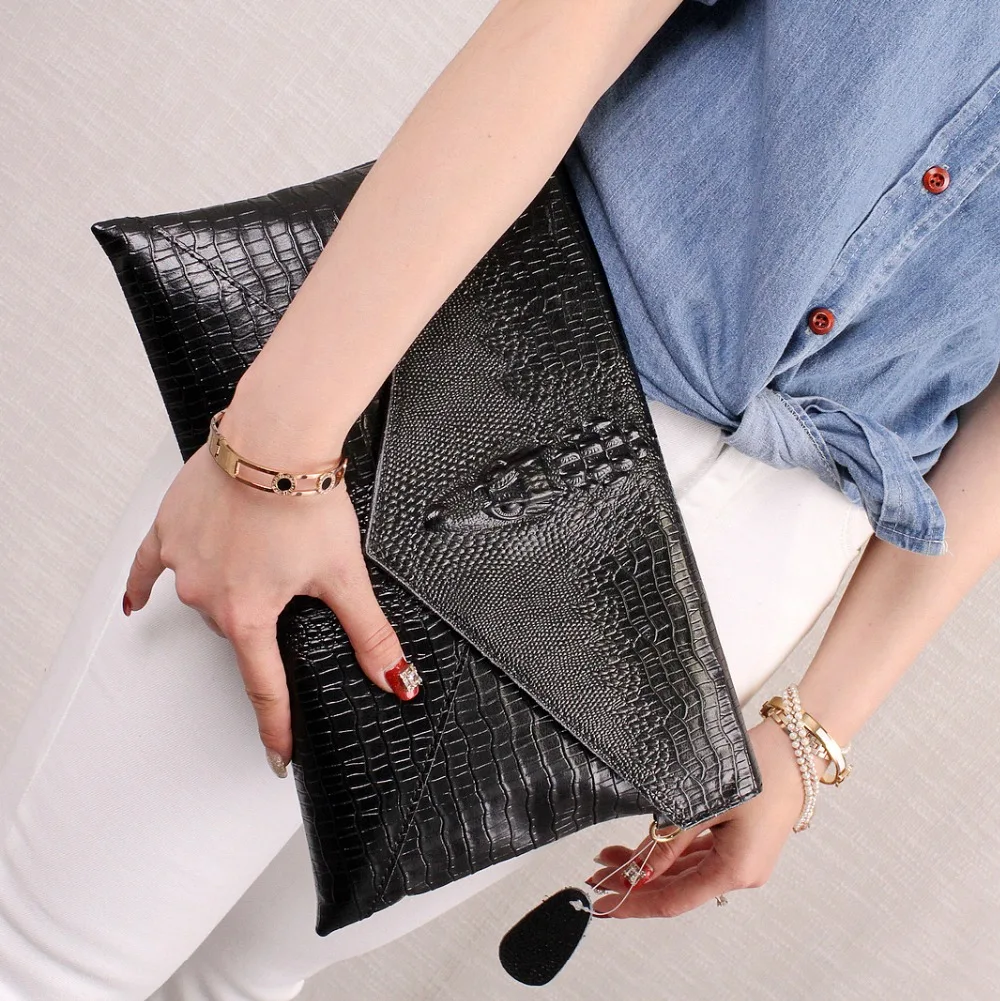 Женский кожаный клатч с тиснением под кожу крокодила|leather bags women|genuine leather baggenuine bag