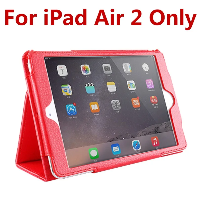 for Air 2 Red Чехол для iPad Air 2, GARUNK, Матовый кожаный флип-чехол из личи, смарт-подставка, защитный чехол для iPad 2/3/4, iPad 6, Аксессуары для планшетов - Цвет: for Air 2 Red