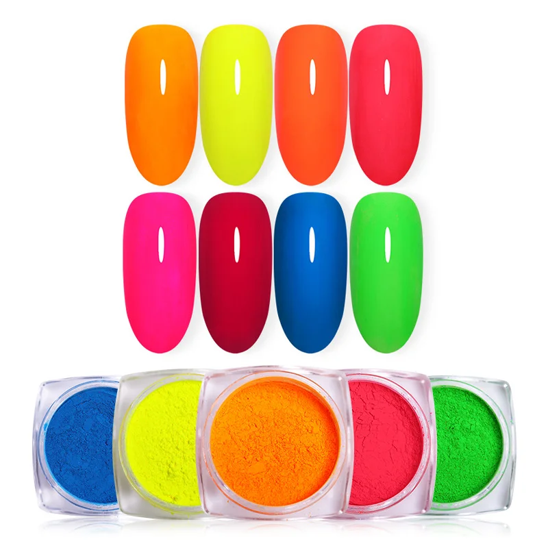 8 Colors BORN PRETTY флуоресцентная неоновая пудра для ногтей 2 г зеленая Роза красная пигментная пыль украшение для ногтей в коробке - Цвет: 8 Colors