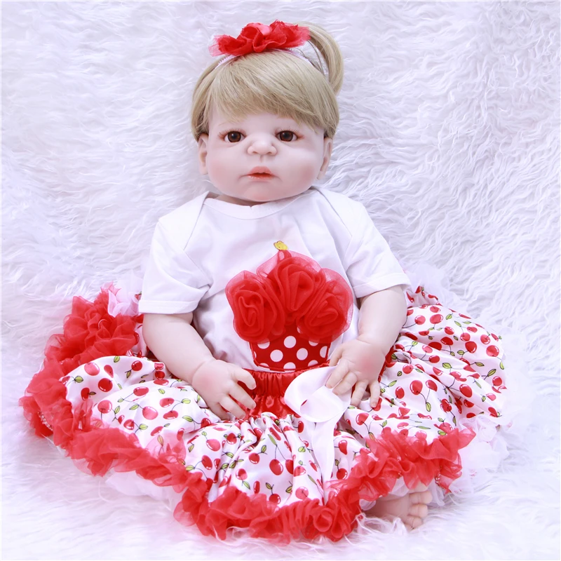 

Reborn full silicone baby dolls 23" NPK Bebes reborn bonecas children gift toy dolls can bathe oyuncak bebek