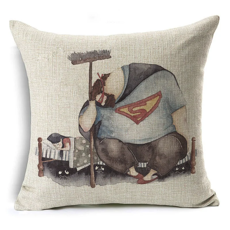 Comwarm Cozy Family Super Father Lovely Daughter Pattern Cushion for Fanther's Gifts Linen Cotton Comfortable Sofa Car Pillows | Дом и сад