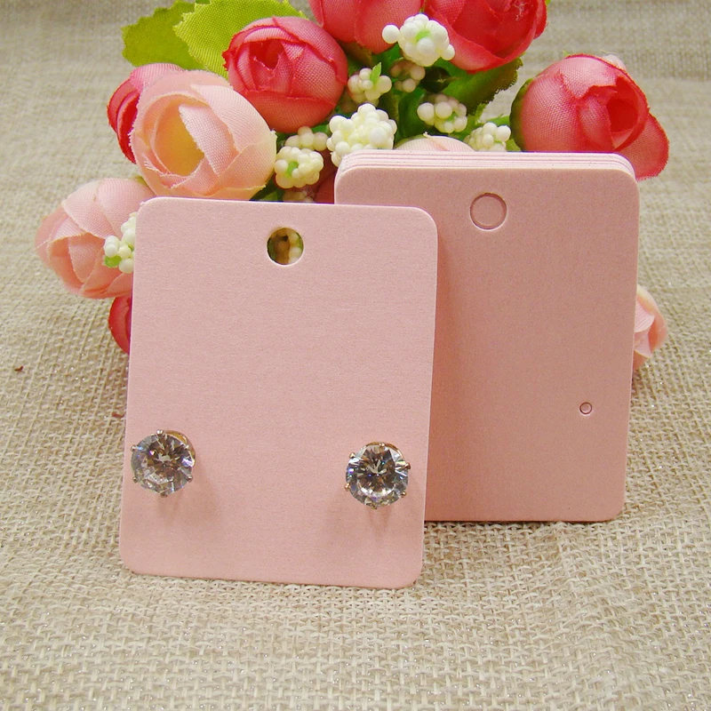 Оптовая торговля жемчужно розовые бумажные серьги гвоздики карты 200 шт + opp мешок