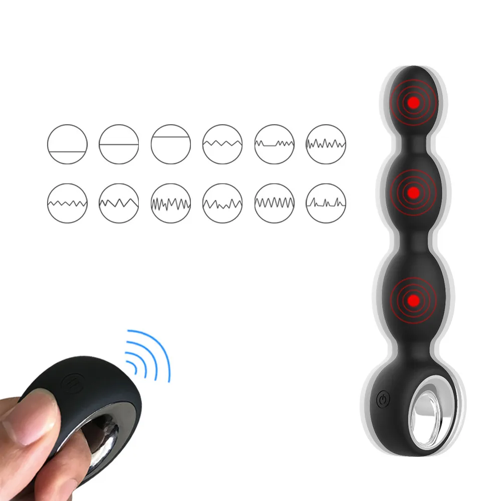 Rechargeable12 режимов Анальный Вибратор Анальная пробка секс-игрушка для взрослых