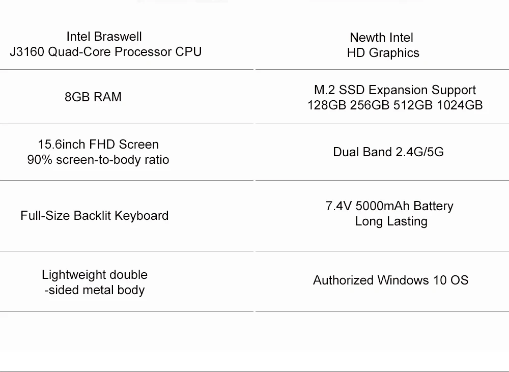 Ноутбук 15,6 дюймов Windows 10 Intel Braswell J3160 четырехъядерный с 218 ГБ 256 ГБ 512 ГБ 1024 ГБ SSD ram 6 Гб двойной WiFi Ультра