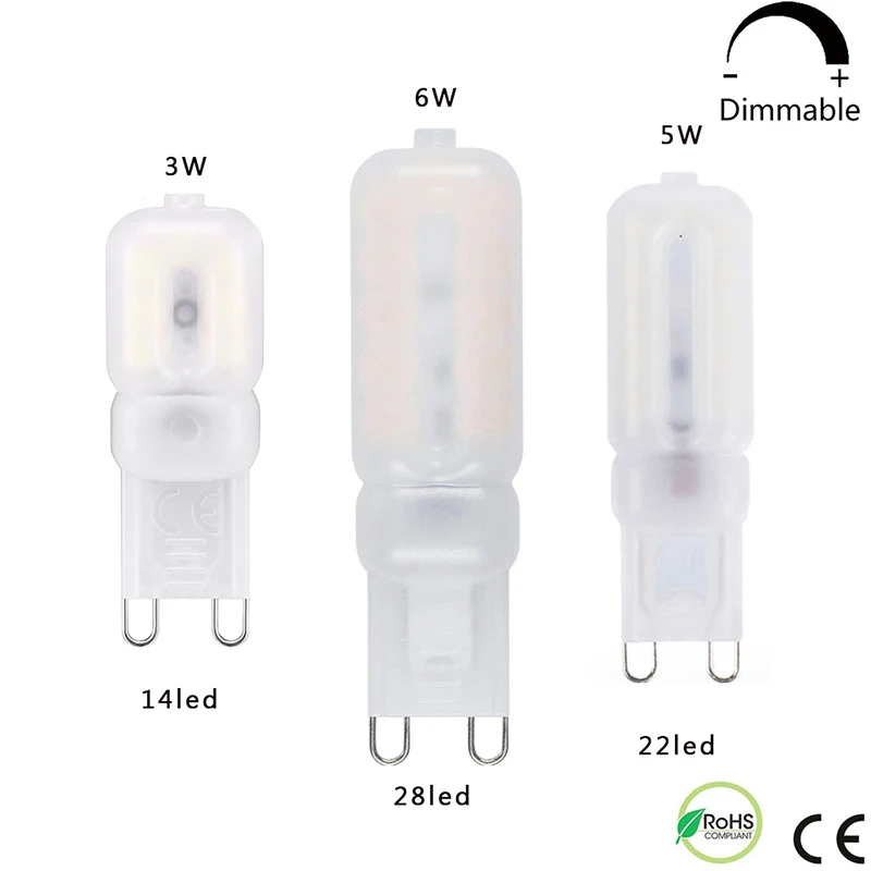 

Dimmable G9 LED Lamp 3W 5W 6W 220V 110V LED G9 bulb 14LED 22LED 28LED lampada lampara bombillas Replace 20W 40W 50W Halogen Lamp