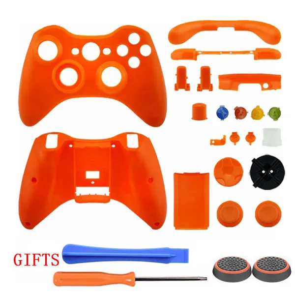

Оранжевый Сменный Чехол с полным покрытием корпуса + комплект аксессуаров + подарки для беспроводного контроллера Xbox 360