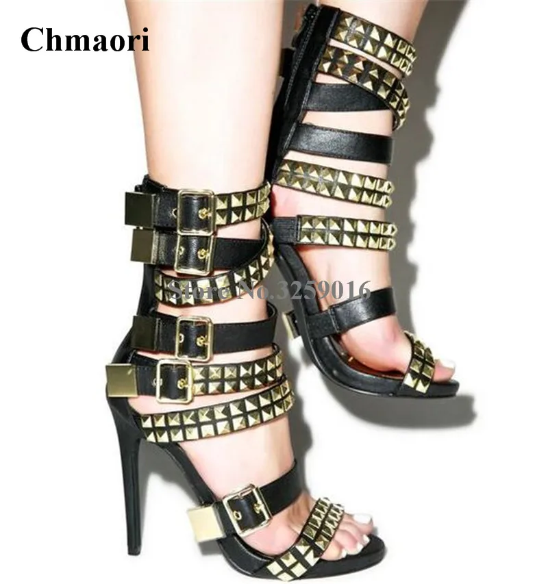 Новинка Модные женские дизайнерские ботинки гладиаторы с открытым носком и