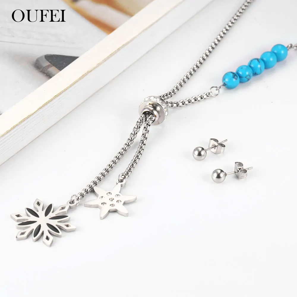 Женский комплект украшений OUFEI богемное ожерелье и серьги из нержавеющей стали