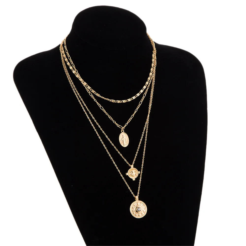 Винтажное ожерелье с кристаллами крест цветок Девы Марии кулон для женщин золото