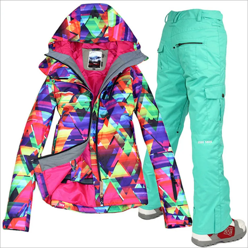 GSOU SNOW Brand лыжный костюм женские лыжные куртки брюки непромокаемые