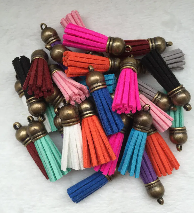 Оптовая продажа 38 мм смешанный костюм замшевая кисточка 50 unids для цепи/сумки