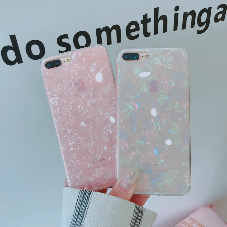 Beily Conch Shell Case for iPhone 7 8 Plus X Beautiful Bling Soft Silicone Back Cover 6 6S Slim Fit Phone Funda |