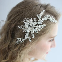antique silver bridal headpiece handmade rhinestone leaf crystal wedding hair clips vine brides hair aornament fashion jewelry