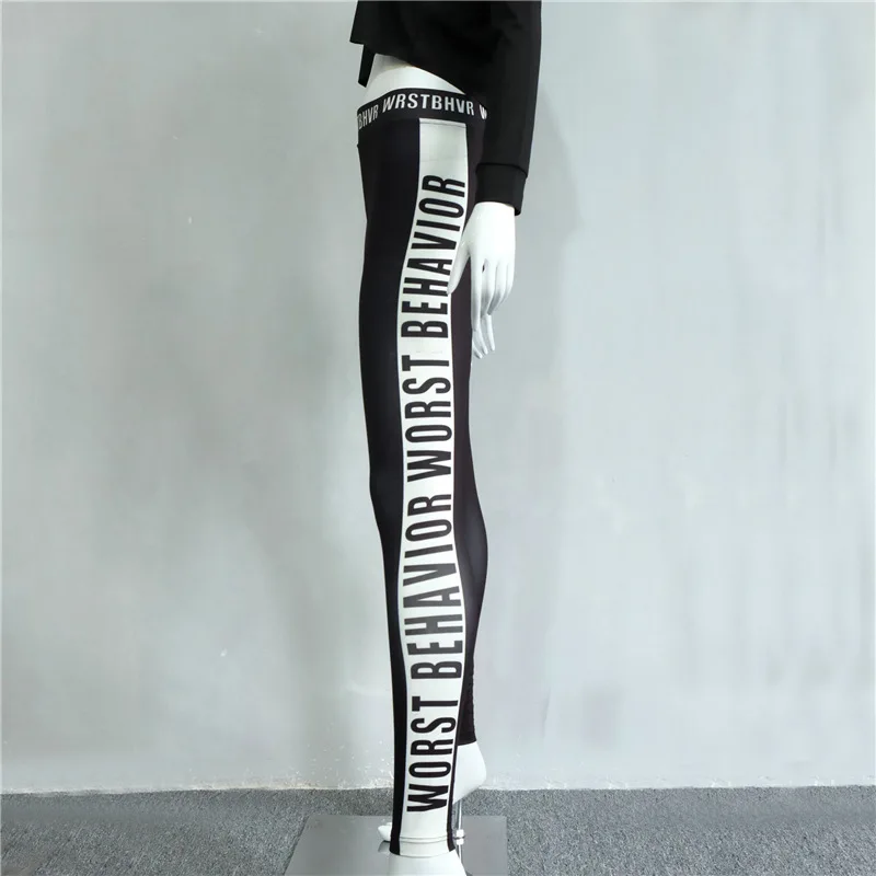 2018 Женские легинсы спортивные брюки черные для йоги с буквенным принтом штаны