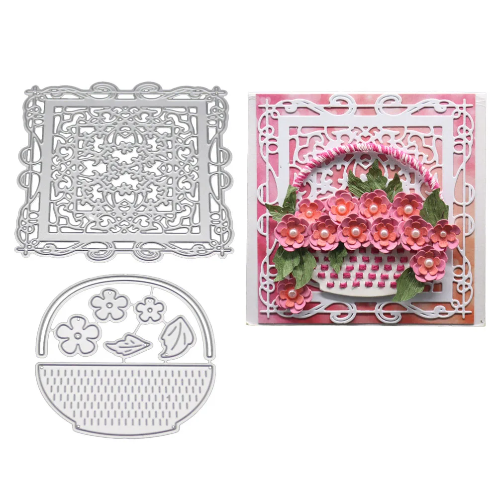 Вырубные штампы из углеродистой стали 3D Цветочная корзина/скрипка скрапбукинг