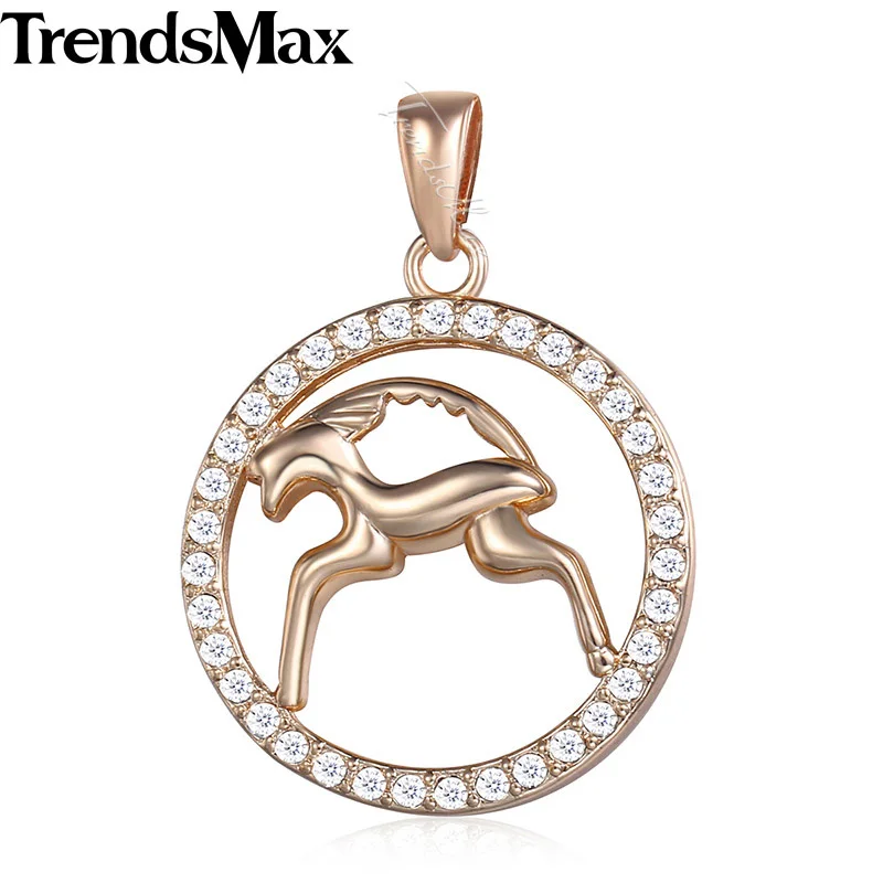 Trendsmax 12 подвеска созвездия Зодиака Ожерелья для женщин и мужчин 585 розовое золото кубический цирконий ювелирные изделия день рождения GPM17 - Окраска металла: GP188 Capricorn