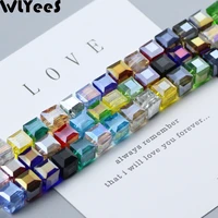 wlyees 8mm square shape pendant beads 30pcs austrian crystal spacer ball loose beads for jewelry necklace accessories making diy
