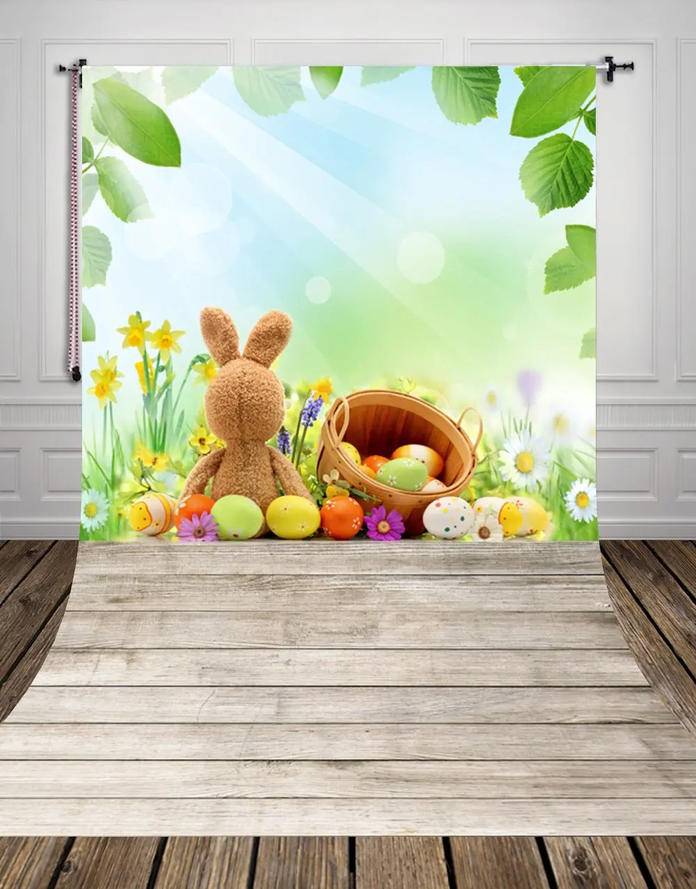 

5x7ft Easter Photography Backdrops Rabbit Photo Background white wooden backdrop green backgrounds for photo studio