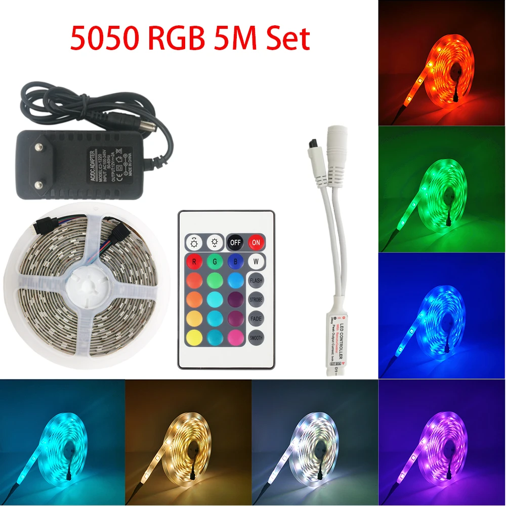 LTG GEE DC12V Светодиодная лента RGB СВЕТОДИОДНАЯ SMD 5050 гибкая полоса 5 м 10 Диод + пульт