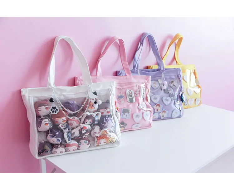 Transparent shoulder bag ita Bag Canvas Handbag Japanese for Dango Badge Show Only no decorates +Track | Тематическая одежда и