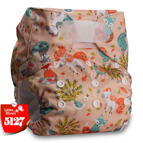 [Littles&Bloomz] Один размер многоразовые тканевые подгузники Моющиеся Водонепроницаемые Детские карманные подгузники стандартная застежка на липучке - Цвет: 5127