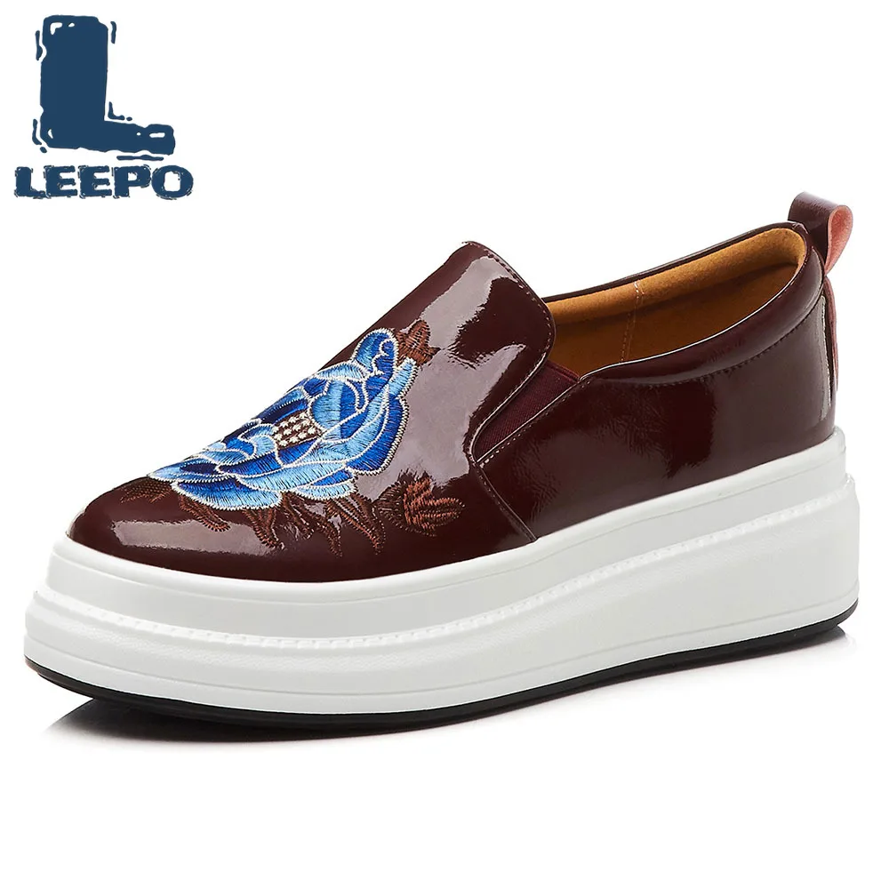 Туфли женские демисезонные из натуральной кожи на плоской платформе|Обувь без