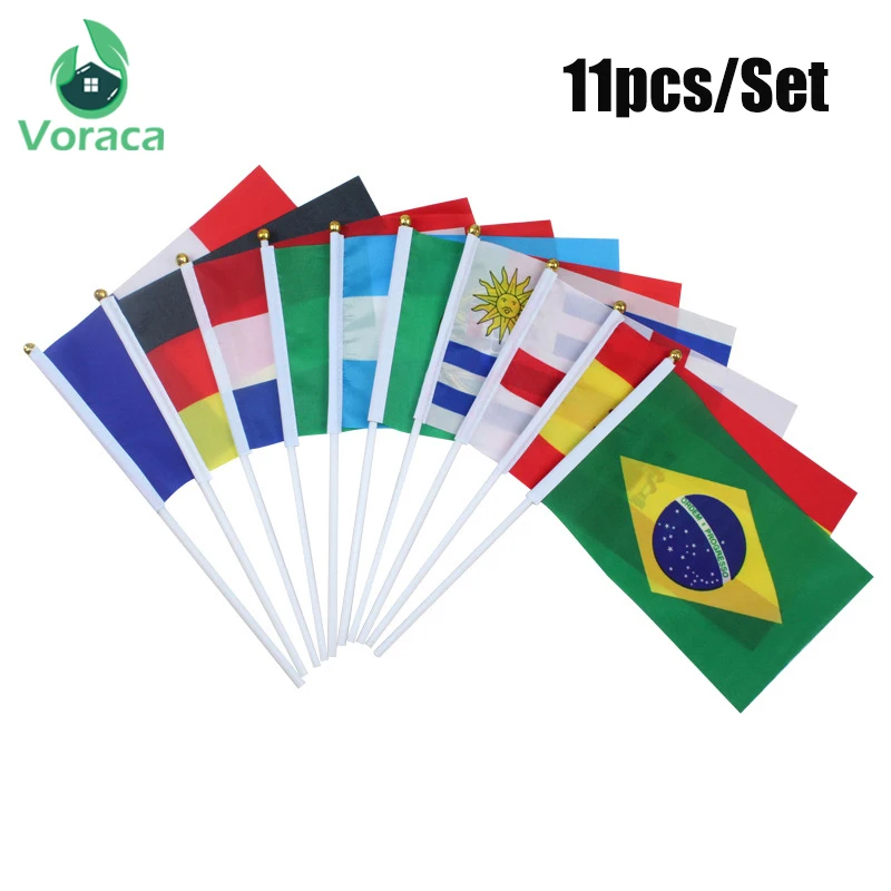 11pcs/Set National Flags Terylene Polyester German Spanish Mexican Brazilian Flag Nationalflag Patriotic Handheld Home Decor | Дом и сад
